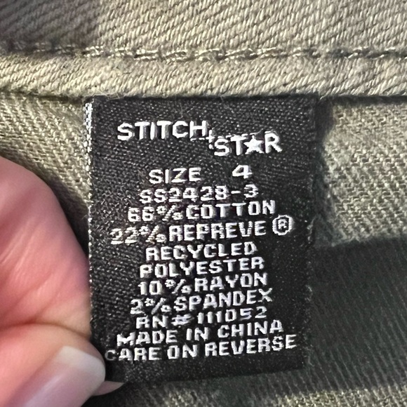 Stitch Star Olive Green Skinny Pants Size 4 - Picture 4 of 4